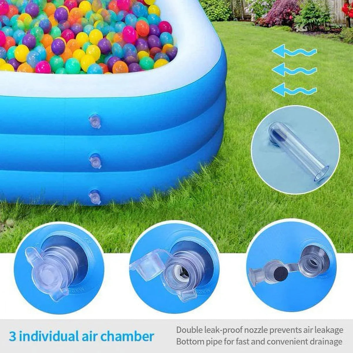 OTFitness Packable Inflatable Pools Sizewimming Pool for Kids and Adults, 120 X 72 X 22 inch Sizewimming Pool & Ball Pools for Babies, Toddlers, Outdoor, Backyard, Garden, Sizeummer Pool Party