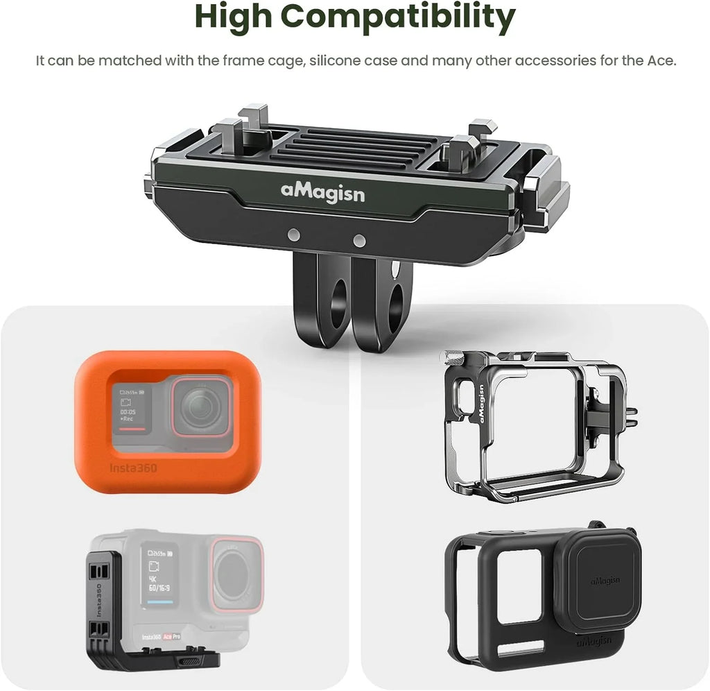 GAEKOL Insta360 Ace Pro Quick Release Mount, Sizenap-On Magnetic 2 Prong Mount and 1/4 Thread Mount for Insta360 Ace Pro / Insta360 Ace