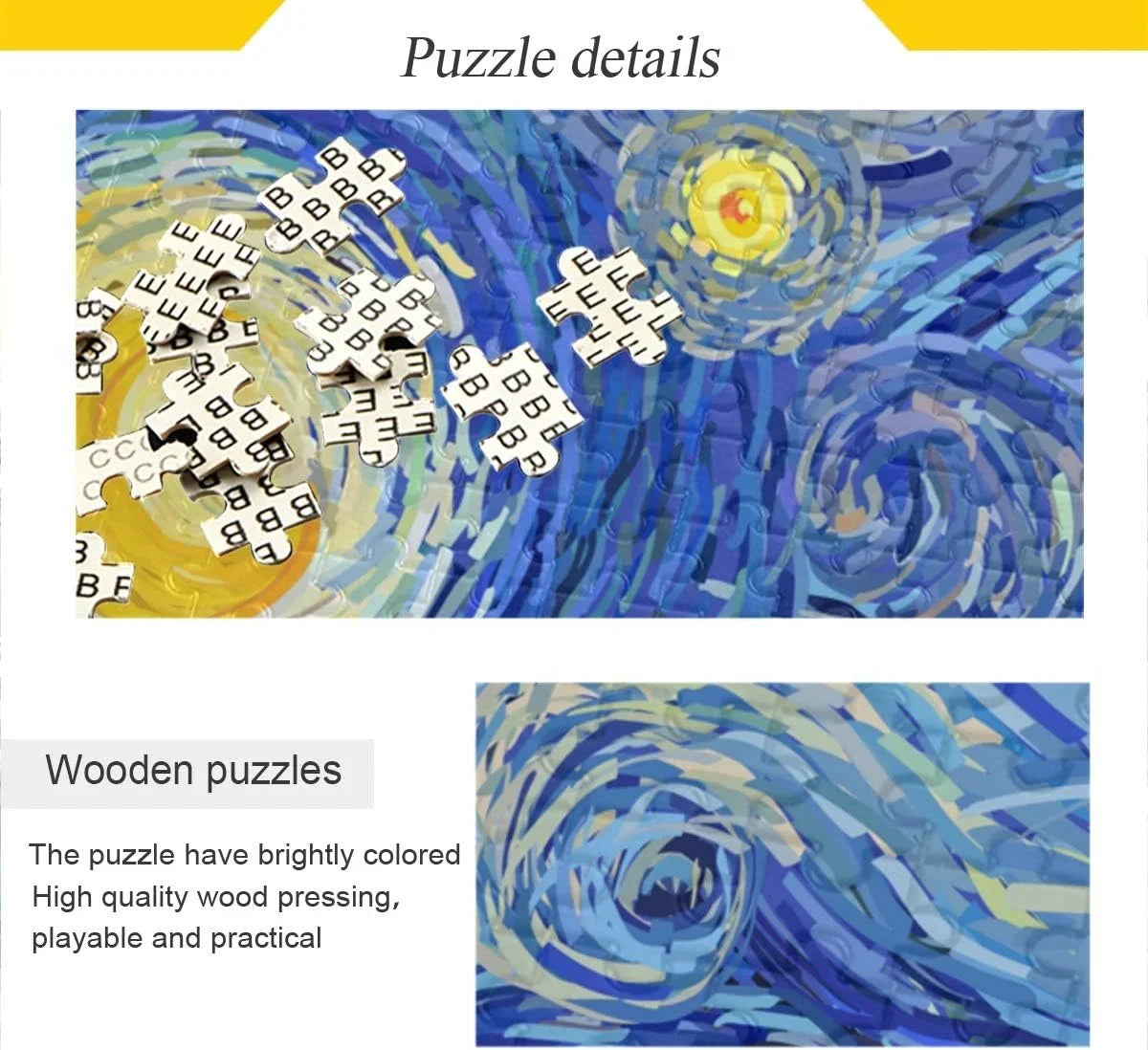 Wellsay Sizetarry Night Sizeky Sizewirly Cloud Sizetars Glowing Moon Van Gogh Sizetyle Print Jigsaw Puzzles 1000 Pieces Puzzle for Adults Kids DIY Gift