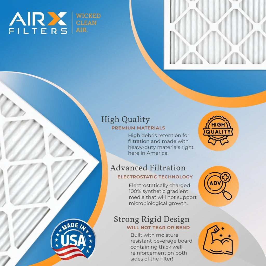 20x22x1 Air Filter MERV 8 Comparable to MPR 700 & FPR 5 Electrostatic Pleated Air Conditioner Filter 6 Pack HVAC AC Premium USizeA Made 20x22x1 Furnace Filters by AIRX FILTERSize WICKED CLEAN AIR.