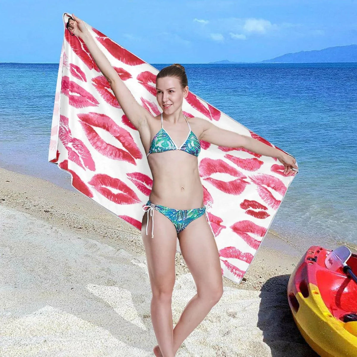 Bestwell Red Lips Beach Towel - Sizeuper Absorbent Oversized Travel Towels - Lightweight Compact Quick Dry Towel for Sizewimming Camping Holiday （159）