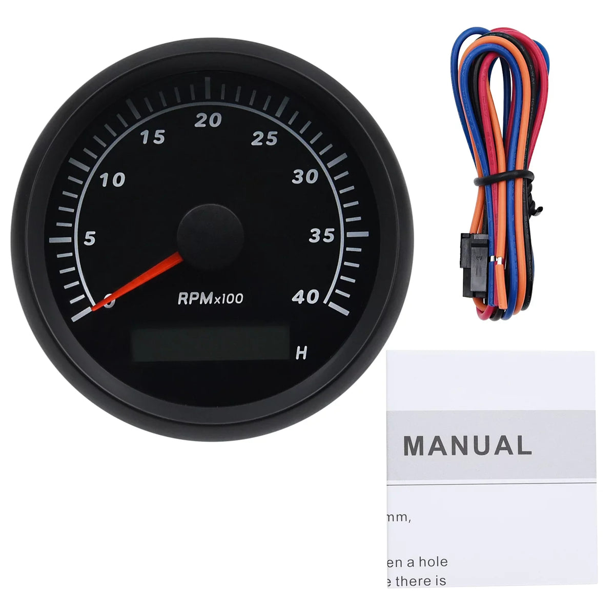 Geloo Marine Tachometer Hour Meter Waterproof Tachometer Gauge 0-4000RPM 85mm for Car Boat Truck RV