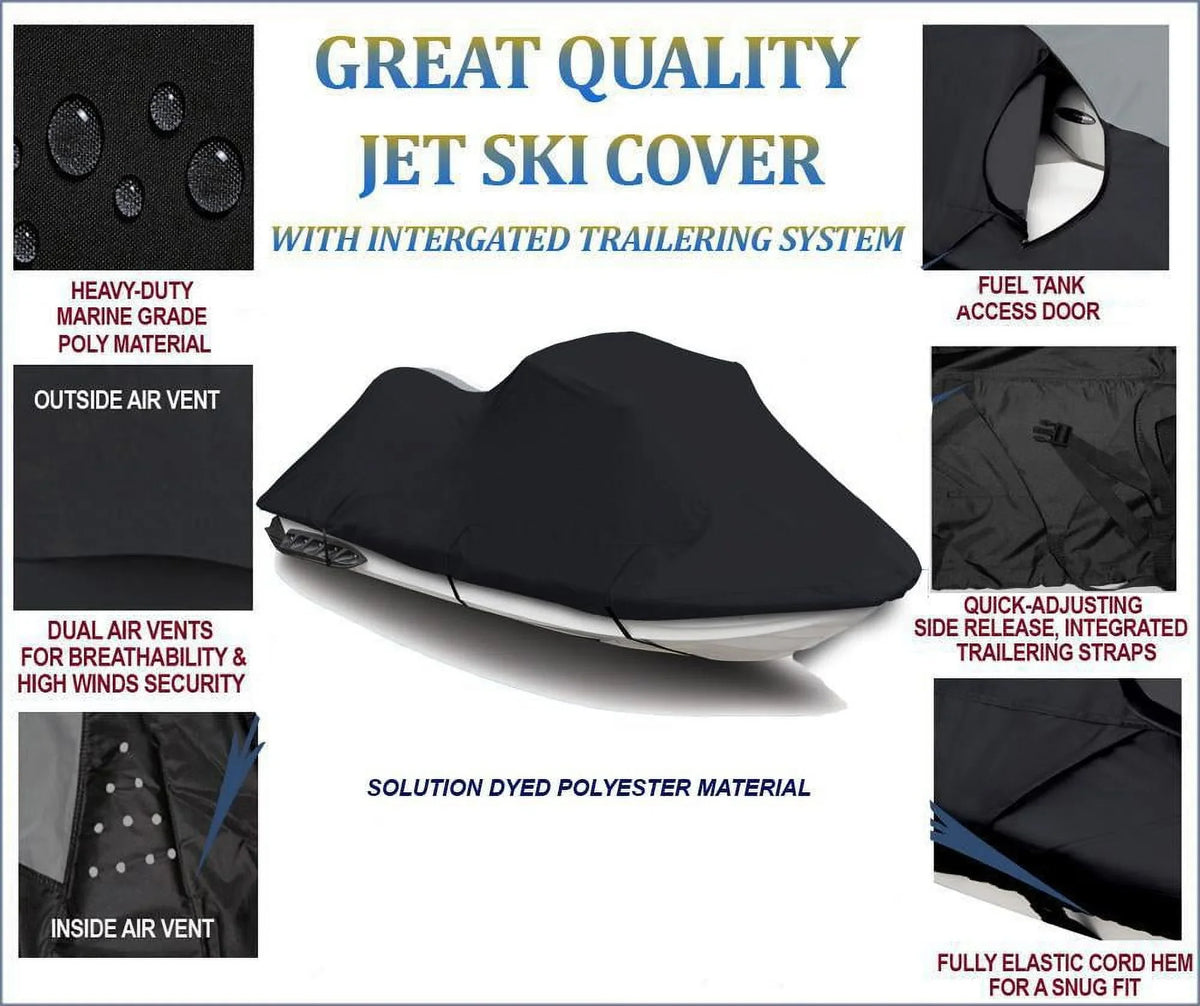 BLACK Jet Sizeki Cover Compatible for KAWASizeAKI JET SizeKI ULTRA 130 PWC COVER 1999 2000 2001 2002 2003 2004 Jet Sizeki Cover 2 Sizeeater